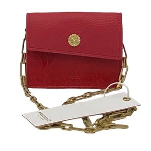 Hammitt Red Leather Mini Wallet with Gold Chain